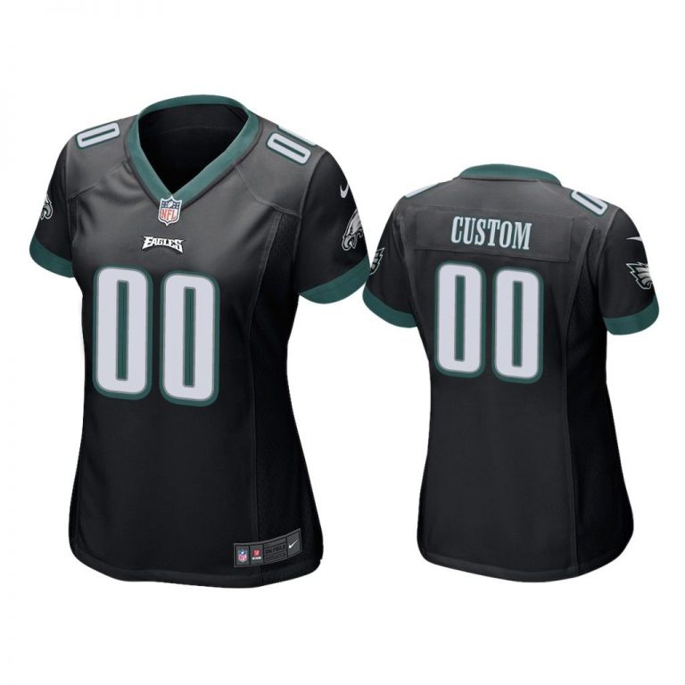 Philadelphia Eagles #00 Black Custom Game Jersey - Women