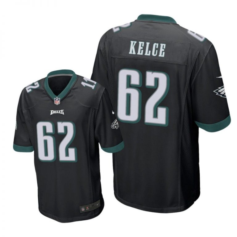 Philadelphia Eagles #62 Black Men Jason Kelce Game Jersey