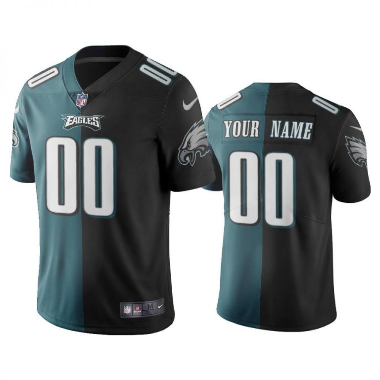 Philadelphia Eagles Custom Green Black Split Two Tone Limited Jersey