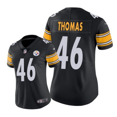 Pittsburgh Steelers #46 Black Matthew Thomas Game Jersey - Women