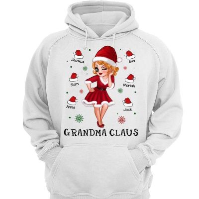 Pretty Woman Grandma Claus Personalized Hoodie Sweatshirt