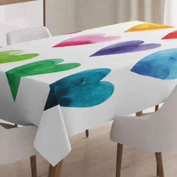 Rainbow Colors Hearts 3D Printed Tablecloth Table Decor Home Decor