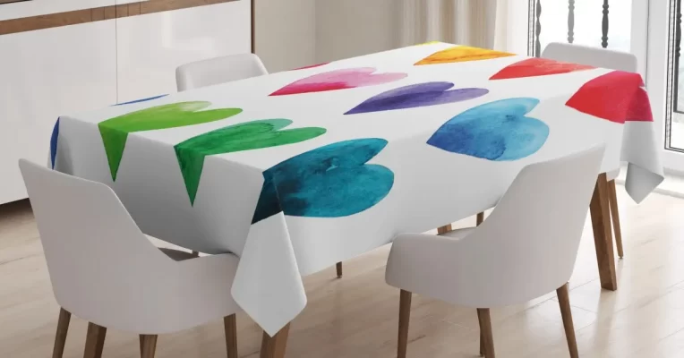 Rainbow Colors Hearts 3D Printed Tablecloth Table Decor Home Decor