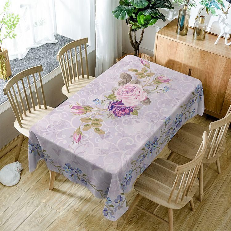 Rose Flower Tree Branch Vintage Floral Rectangle Tablecloth Table Decor Home Decor