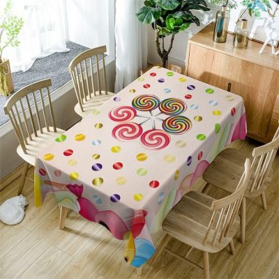 Seamless Rainbow Blast Lollipops Rectangle Tablecloth Table Decor Home Decor