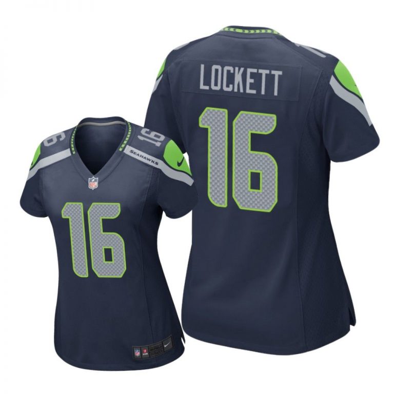 Seattle Seahawks #16 Navy Tyler Lockett Game Jersey - Women