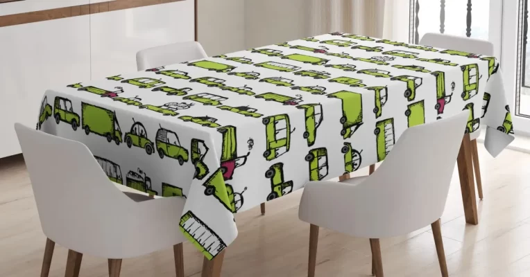 Sedans Bus Traveling Theme 3D Printed Tablecloth Table Decor Home Decor
