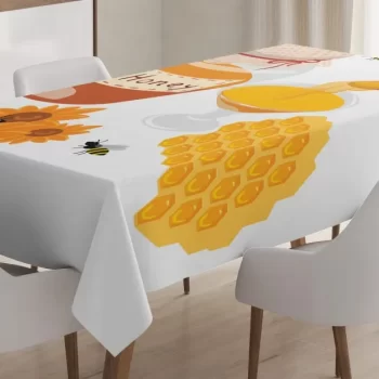 Spoon Jar And Sunflowers 3D Printed Tablecloth Table Decor Home Decor
