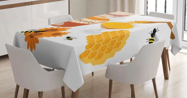 Spoon Jar And Sunflowers 3D Printed Tablecloth Table Decor Home Decor