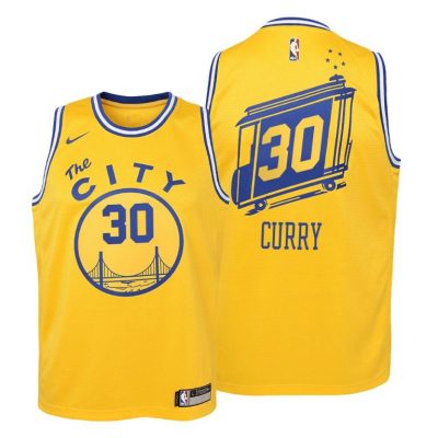 Stephen Curry #30 Warriors 2019-20 Hardwood Classics Yellow Jersey Youth