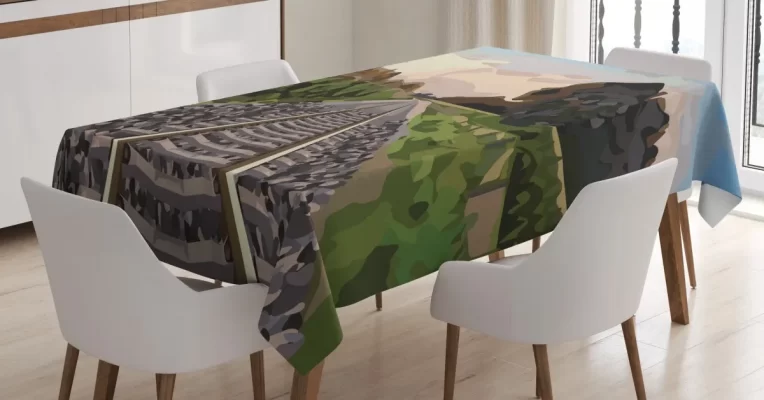 Stones And Road Tracks 3D Printed Tablecloth Table Decor Home Decor