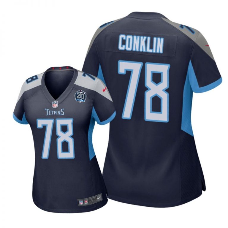 Tennessee Titans #78 Navy Jack Conklin 20th Anniversary Jersey - Women