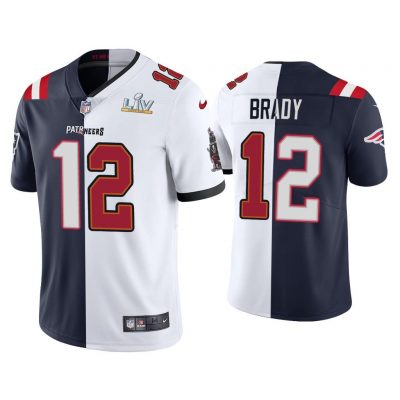 Tom Brady GOAT White Navy Super Bowl LV Split Vapor Limited Jersey