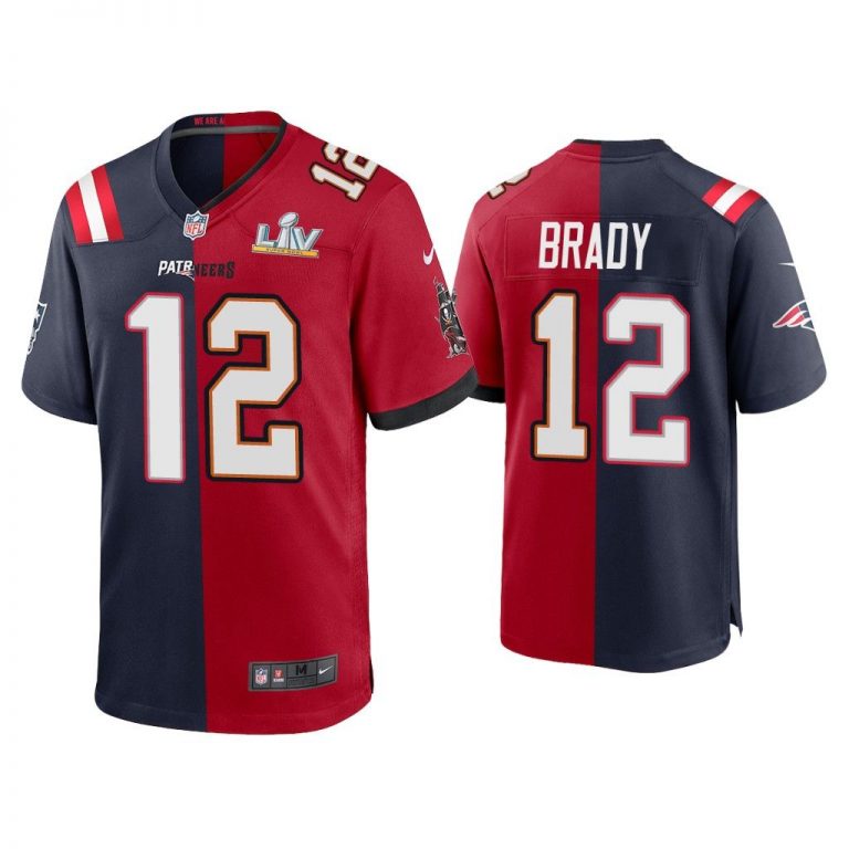 Tom Brady Navy Red Super Bowl LV Split Game Jersey