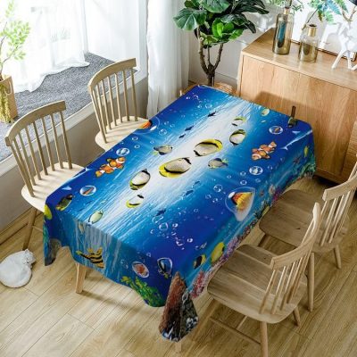 Underwater Ocean Sea Life Aquarium Fish Rectangle Tablecloth Table Decor Home Decor