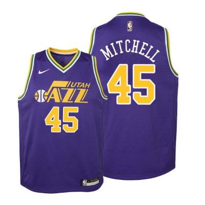 Utah Jazz 2018-19 Donovan Mitchell #45 Hardwood Classics Purple Jersey - Youth