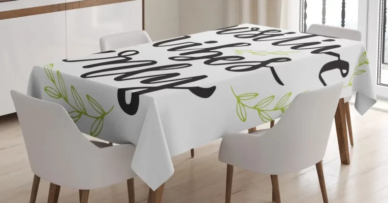 Vibes Only Leaves 3D Printed Tablecloth Table Decor Home Decor