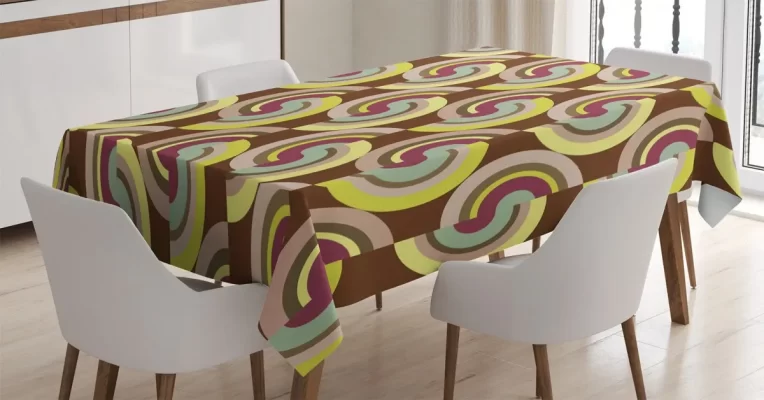 Vintage Colorful Rounds 3D Printed Tablecloth Table Decor Home Decor