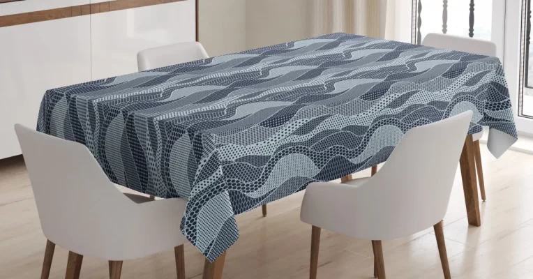 Waves Circles And Dots 3D Printed Tablecloth Table Decor Home Decor