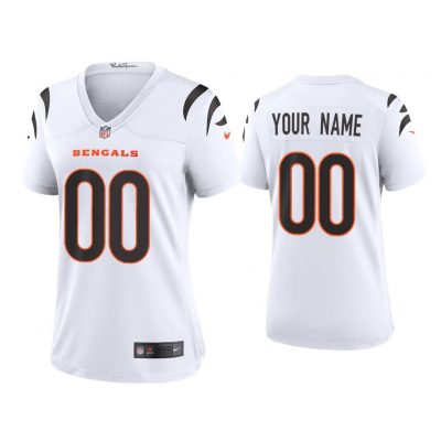 Women 2021 Custom Cincinnati Bengals White Game Jersey