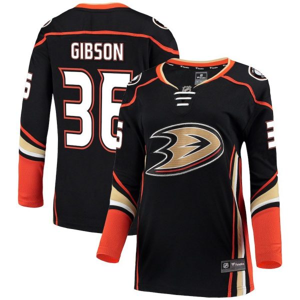 Women Anaheim Ducks John Gibson Black Breakaway Jersey