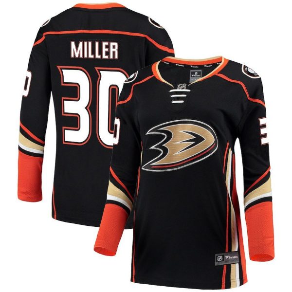 Women Anaheim Ducks Ryan Miller Black Breakaway Jersey