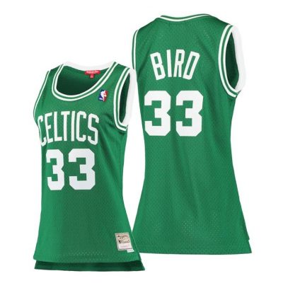 Women Boston Celtics Larry Bird 1985-86 Hardwood Classics Green Jersey