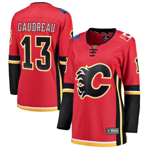 Women Calgary Flames Johnny Gaudreau Red Home Breakaway Player Jersey