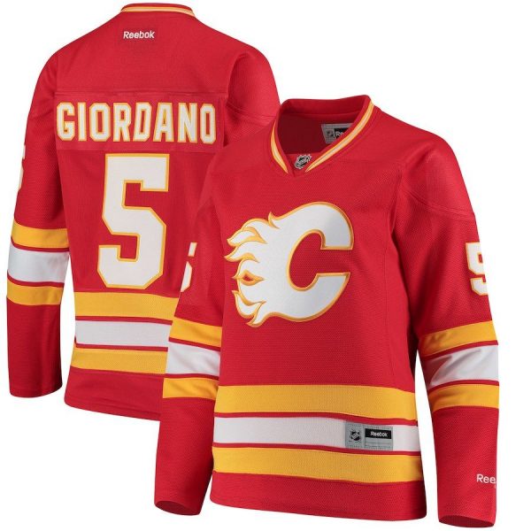 Women Calgary Flames Mark Giordano Red Home Premier Player Jersey