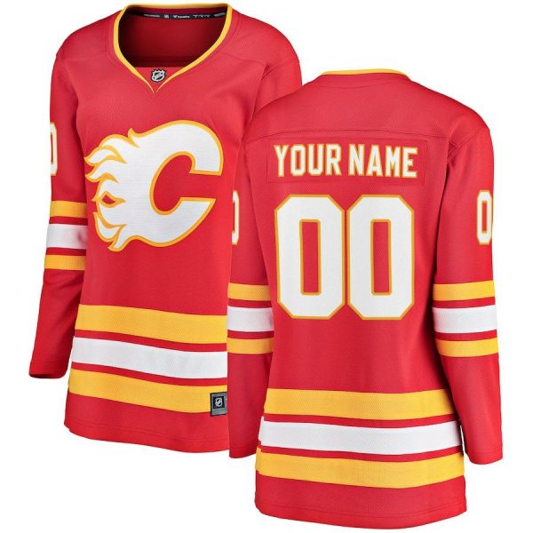 Women Calgary Flames Red Alternate Breakaway Custom Jersey