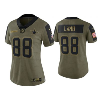 Women CeeDee Lamb Dallas Cowboys Olive 2021 Salute To Service Limited Jersey