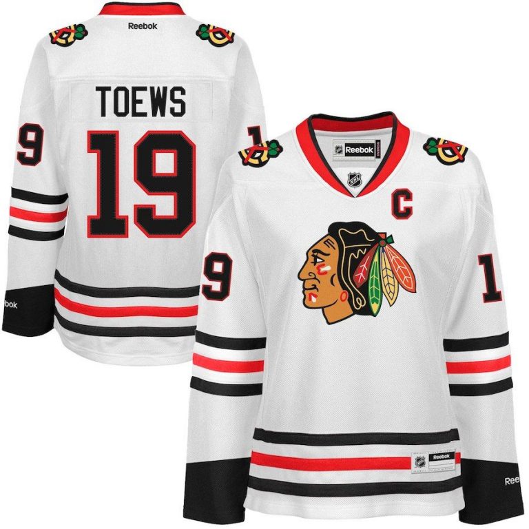 Women Chicago Blackhawks Jonathan Toews White Away Premier Jersey