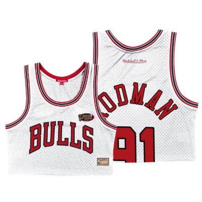 Women Chicago Bulls Dennis Rodman 1996 Nba Finals White Jersey