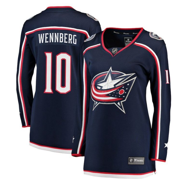 Women Columbus Blue Jackets Alexander Wennberg Navy Breakaway Jersey