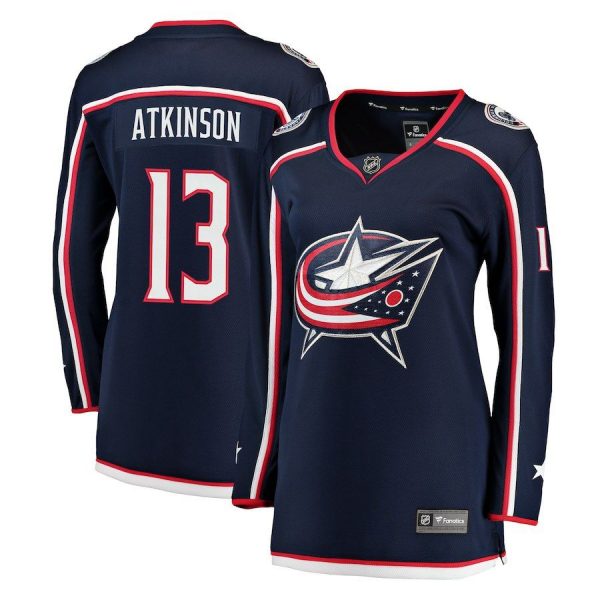 Women Columbus Blue Jackets Cam Atkinson Navy Breakaway Jersey