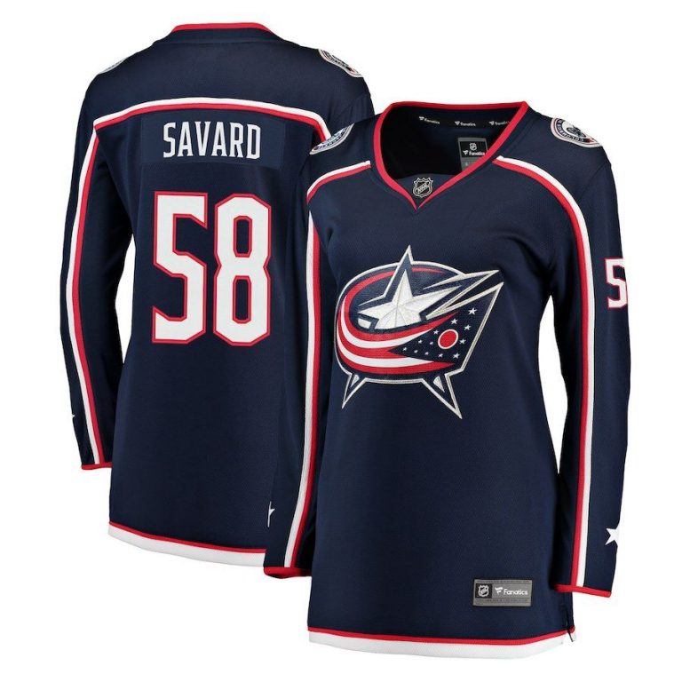 Women Columbus Blue Jackets David Savard Navy Breakaway Jersey