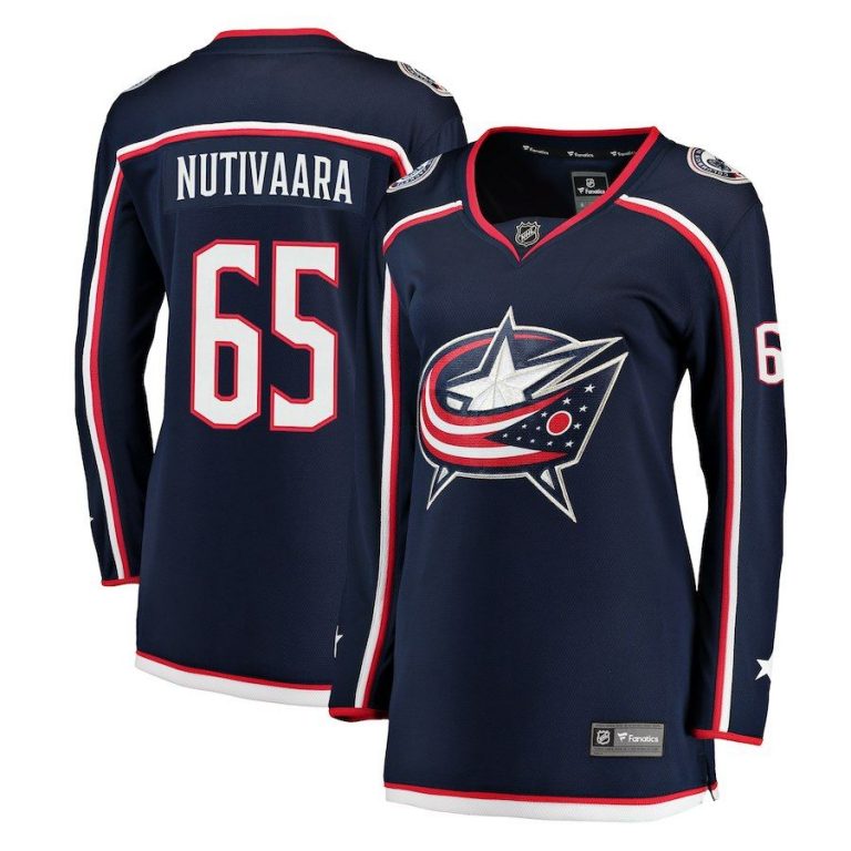 Women Columbus Blue Jackets Markus Nutivaara Navy Breakaway Jersey