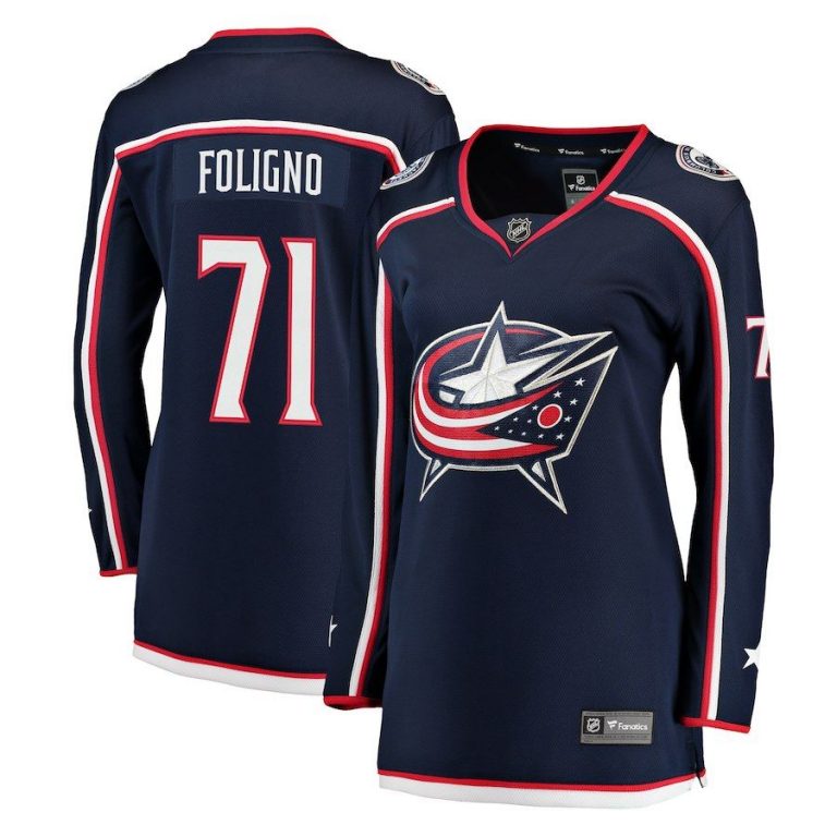 Women Columbus Blue Jackets Nick Foligno Navy Breakaway Jersey