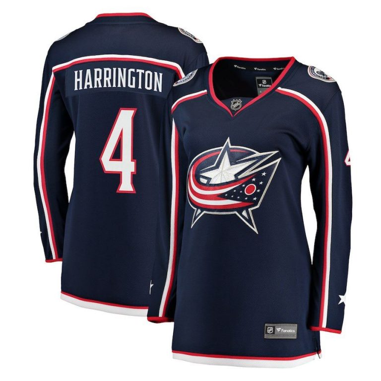 Women Columbus Blue Jackets Scott Harrington Navy Breakaway Jersey