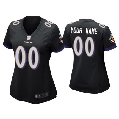 Women Custom Baltimore Ravens Black Game Jersey