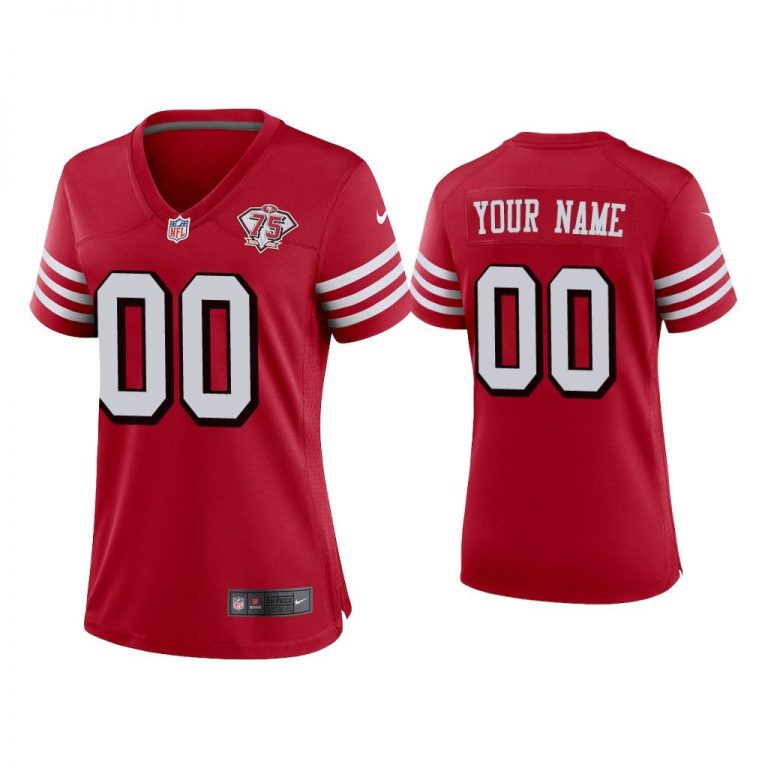 Women Custom San Francisco 49ers Scarlet 75th Anniversary Alternate Game Jersey