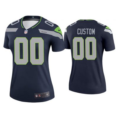 Women Custom Seattle Seahawks Navy Legend Jersey