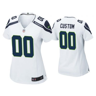 Women Custom Seattle Seahawks White Game Jersey