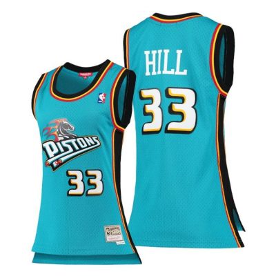 Women Detroit Pistons Grant Hill 1998-99 Hardwood Classics Teal Jersey