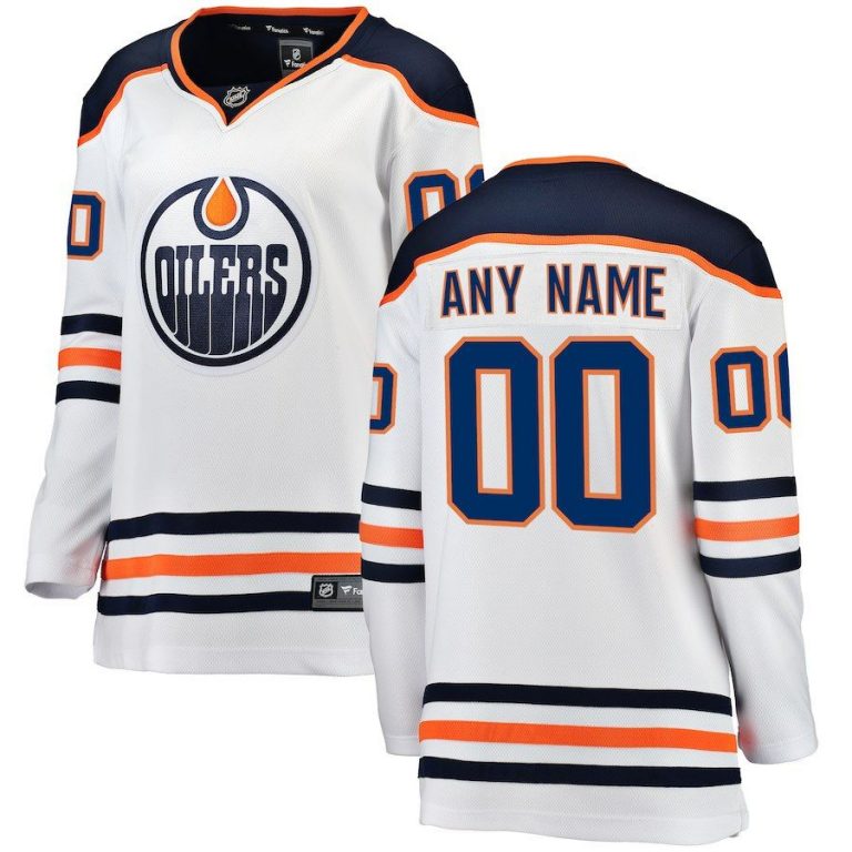 Women Edmonton Oilers White Away Breakaway Custom Jersey