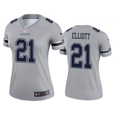 Women Ezekiel Elliott Dallas Cowboys Silver Inverted Legend Jersey