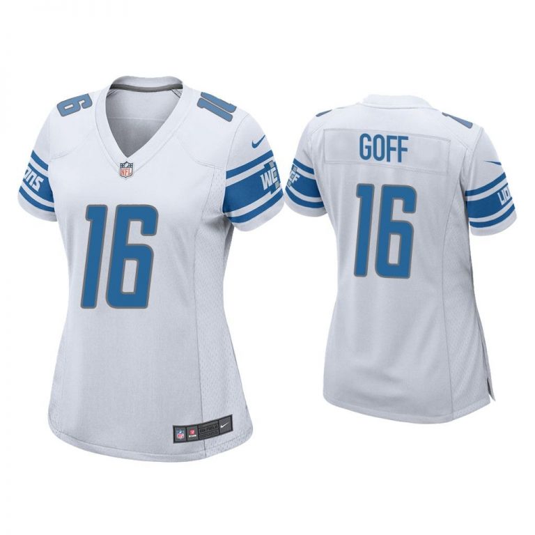 Women Jared Goff Detroit Lions White Game Jersey