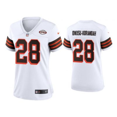 Women Jeremiah Owusu-Koramoah Cleveland Browns White 1946 Collection Alternate Game Jersey