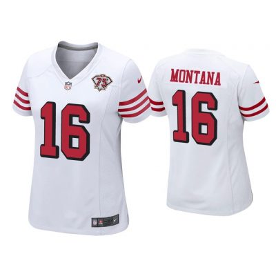 Women Joe Montana San Francisco 49ers White 75th Anniversary Jersey
