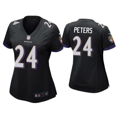 Women Marcus Peters Baltimore Ravens Black Game Jersey